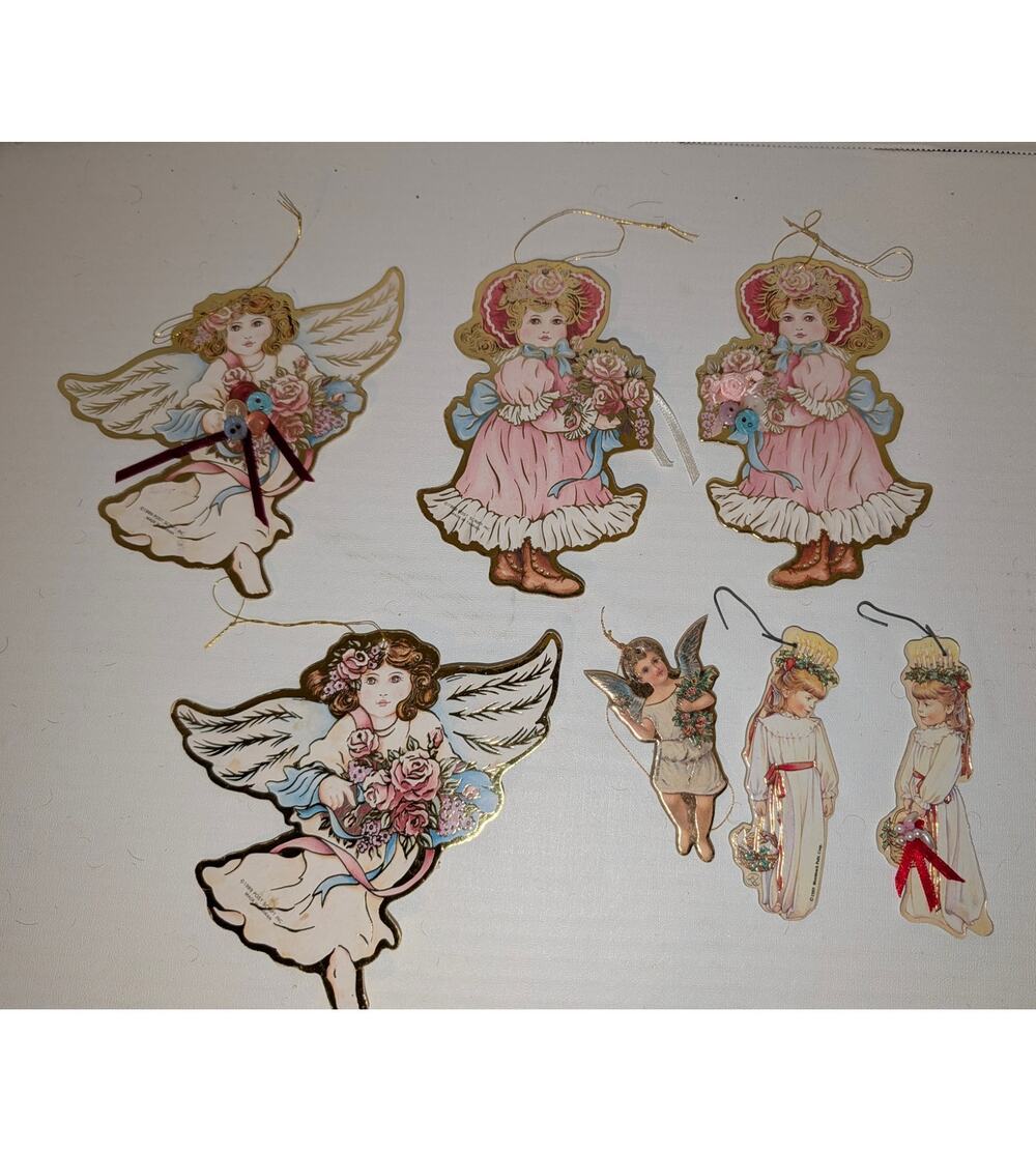 Lot 7 Vintage 1989 Merrimack Post Script Die Cast Paper Ornaments